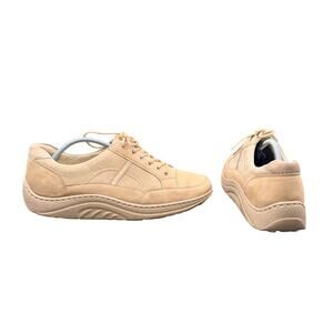 Waldläufer Womens 9 Beige Nubuck Leather Comfort Walking Lace Up Shoes